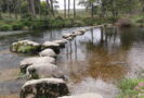Trædesten i West Dart Storbritanien. Dartmoor